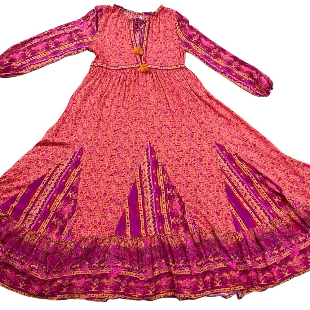 Free People Happy Feelings Maxi Dress Pink Orange Boho Floral Size size Large - Picture 11 of 15